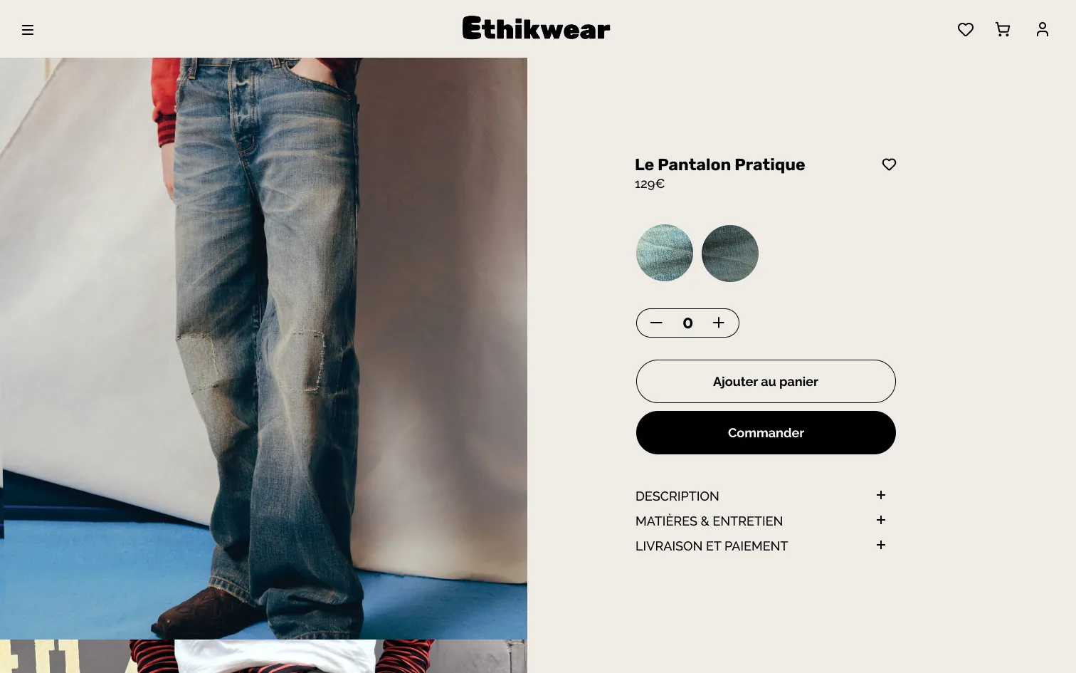 Fiche produit Ethikwear : photo, prix, matières et livraison.